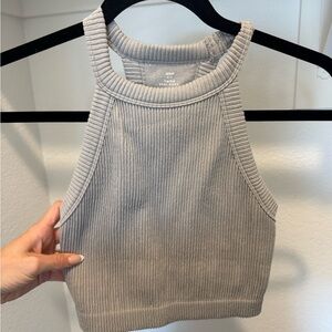 Aerie Light Gray Ribbed Tank